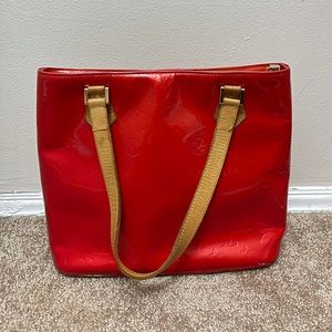Louis Vuitton Red Vernis Leather Houston Tote Bag Purse